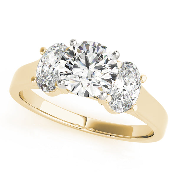 Triple Trellis with Oval side stones Round Engagement Ring - Elgrissy Diamonds