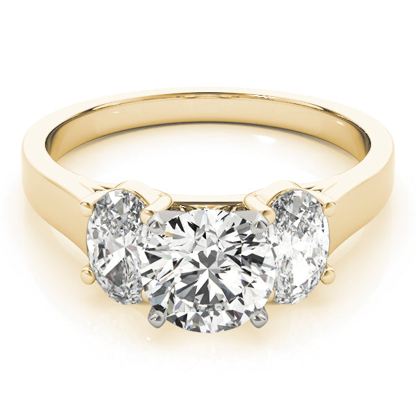 Triple Trellis with Oval side stones Round Engagement Ring - Elgrissy Diamonds