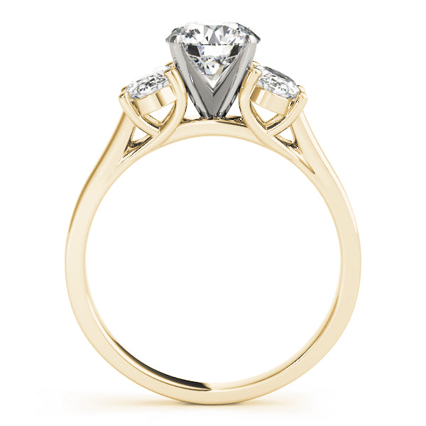 Triple Trellis with Oval side stones Round Engagement Ring - Elgrissy Diamonds