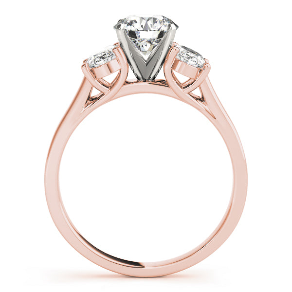 Triple Trellis with Oval side stones Round Engagement Ring - Elgrissy Diamonds