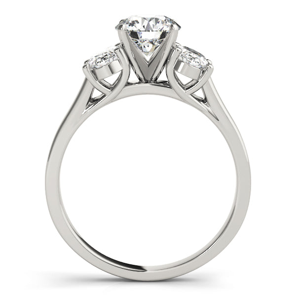 Triple Trellis with Oval side stones Round Engagement Ring - Elgrissy Diamonds