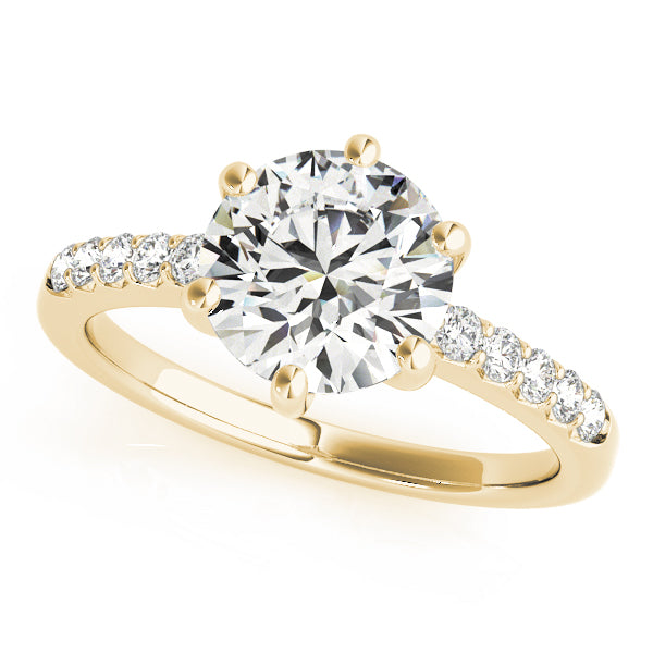 6 Prongs Hidden Halo Pavé Engagement Ring - Elgrissy Diamonds