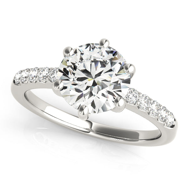 6 Prongs Hidden Halo Pavé Engagement Ring - Elgrissy Diamonds