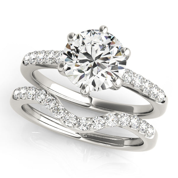 6 Prongs Hidden Halo Pavé Engagement Ring - Elgrissy Diamonds