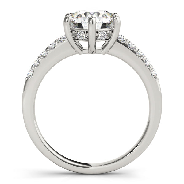 6 Prongs Hidden Halo Pavé Engagement Ring - Elgrissy Diamonds
