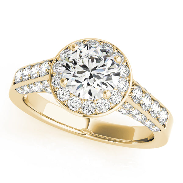 Halo Trio Channel Round Engagement Ring - Elgrissy Diamonds