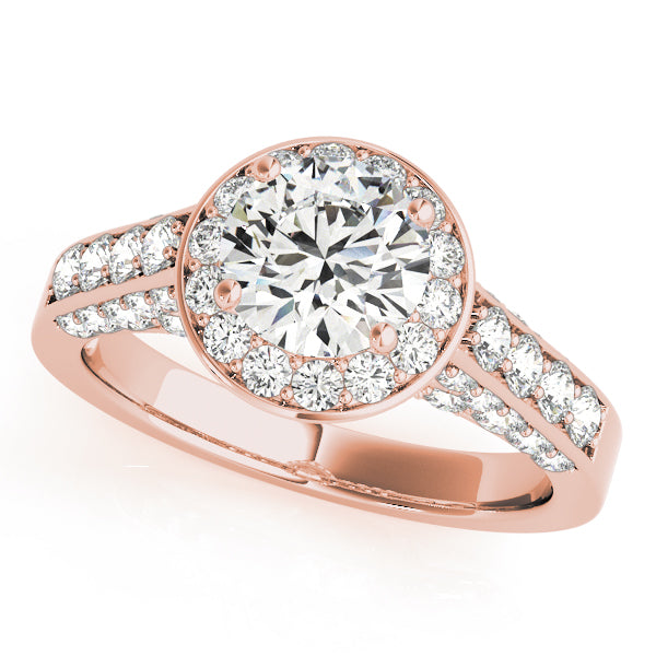 Halo Trio Channel Round Engagement Ring - Elgrissy Diamonds
