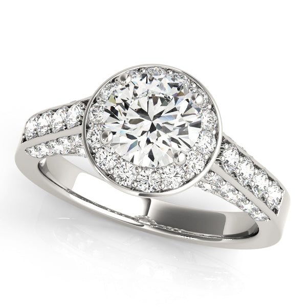 Halo Trio Channel Round Engagement Ring - Elgrissy Diamonds