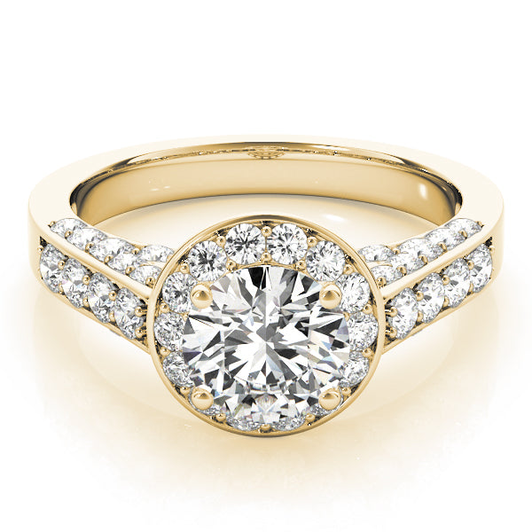 Halo Trio Channel Round Engagement Ring - Elgrissy Diamonds