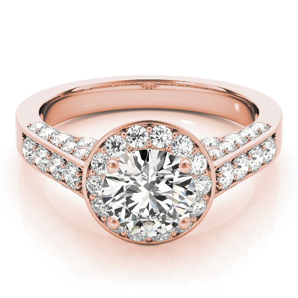 Halo Trio Channel Round Engagement Ring - Elgrissy Diamonds