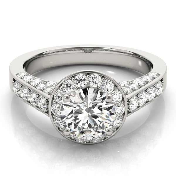 Halo Trio Channel Round Engagement Ring - Elgrissy Diamonds