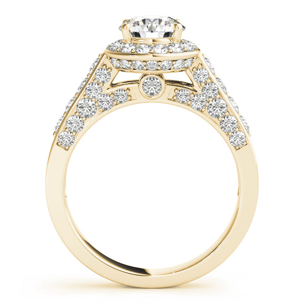 Halo Trio Channel Round Engagement Ring - Elgrissy Diamonds