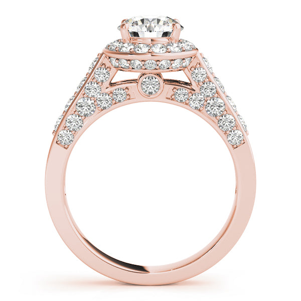 Halo Trio Channel Round Engagement Ring - Elgrissy Diamonds