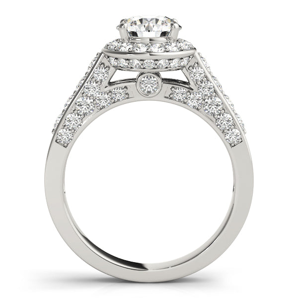 Halo Trio Channel Round Engagement Ring - Elgrissy Diamonds