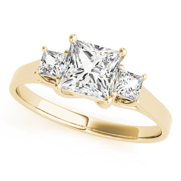 Simple Three Stones Trellis Princess Cut Engagement Ring - Elgrissy Diamonds
