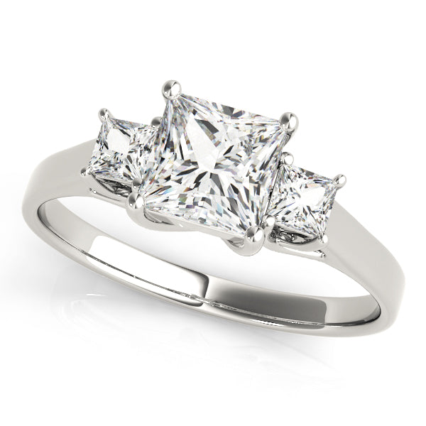 Simple Three Stones Trellis Princess Cut Engagement Ring - Elgrissy Diamonds