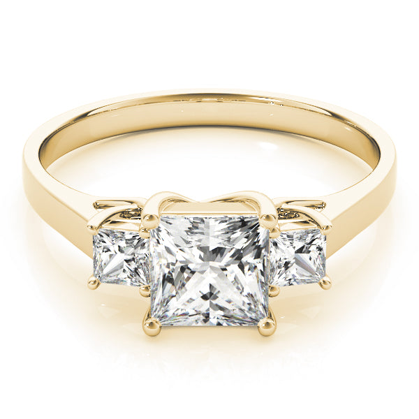 Simple Three Stones Trellis Princess Cut Engagement Ring - Elgrissy Diamonds