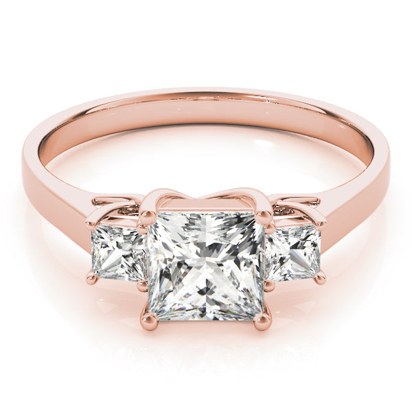 Simple Three Stones Trellis Princess Cut Engagement Ring - Elgrissy Diamonds