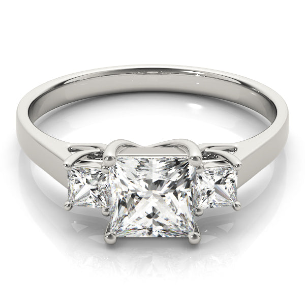 Simple Three Stones Trellis Princess Cut Engagement Ring - Elgrissy Diamonds