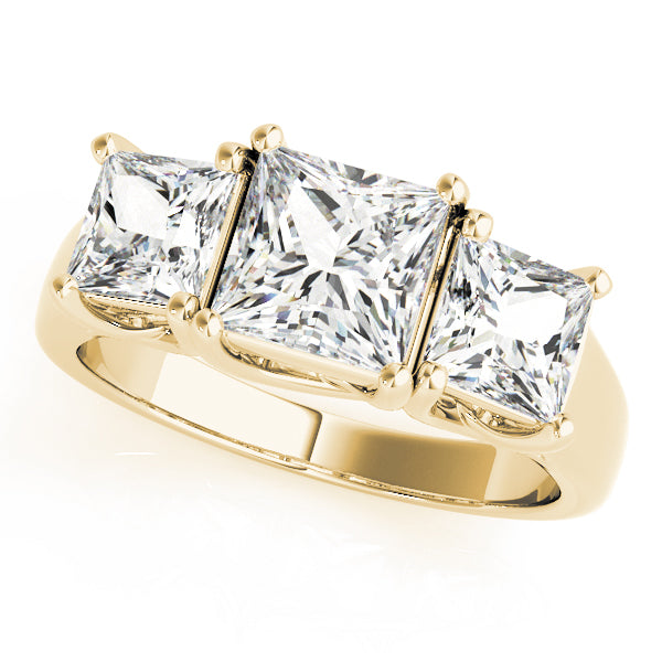 Classic Three Stones Trellis Princess Cut Engagement Ring - Elgrissy Diamonds