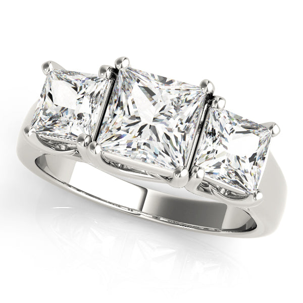 Classic Three Stones Trellis Princess Cut Engagement Ring - Elgrissy Diamonds