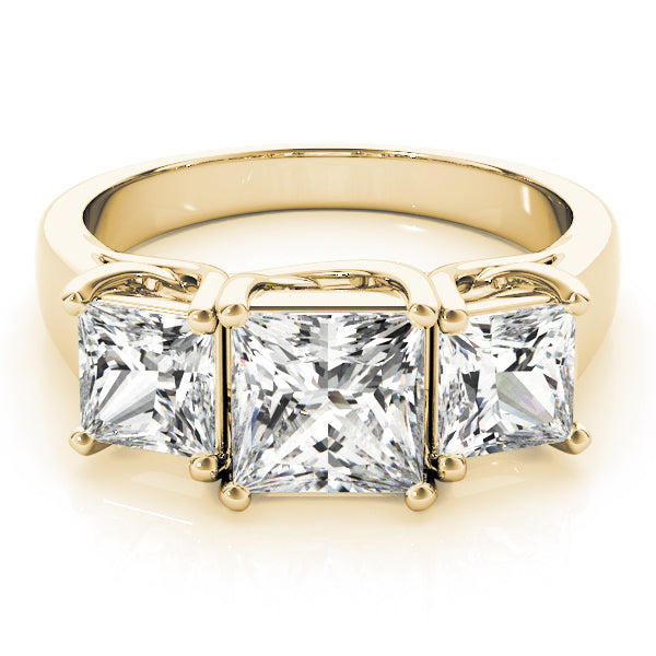 Classic Three Stones Trellis Princess Cut Engagement Ring - Elgrissy Diamonds