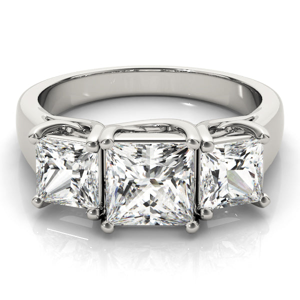 Classic Three Stones Trellis Princess Cut Engagement Ring - Elgrissy Diamonds