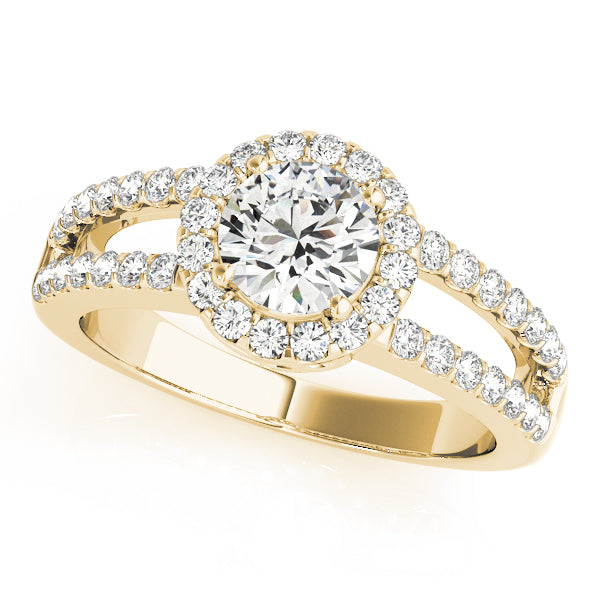 Open Split Shank Halo Round Engagement Ring - Elgrissy Diamonds