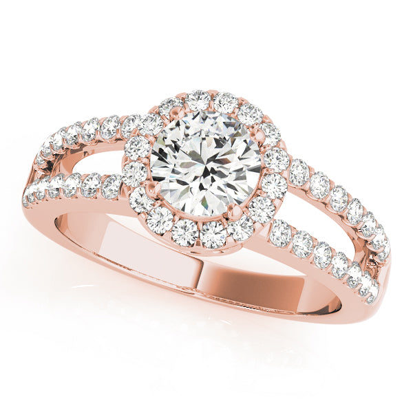 Open Split Shank Halo Round Engagement Ring - Elgrissy Diamonds