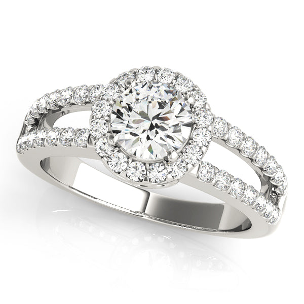 Open Split Shank Halo Round Engagement Ring - Elgrissy Diamonds