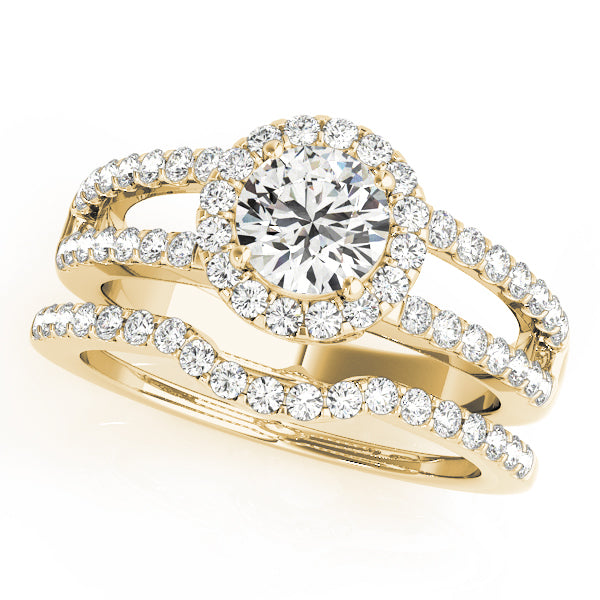 Open Split Shank Halo Round Engagement Ring - Elgrissy Diamonds