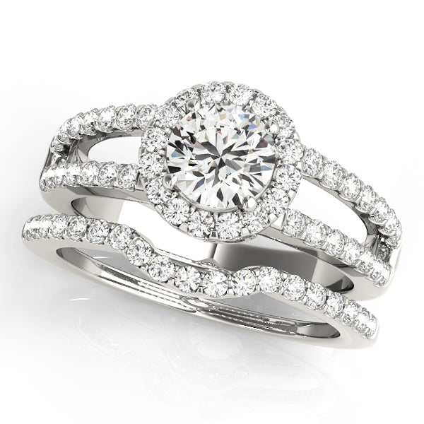 Open Split Shank Halo Round Engagement Ring - Elgrissy Diamonds