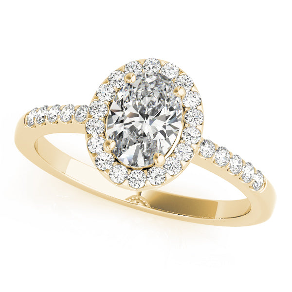 Oval Halo Knife Edge Pavé Engagement Ring - Elgrissy Diamonds