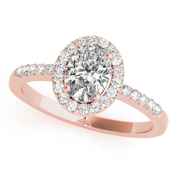 Oval Halo Knife Edge Pavé Engagement Ring - Elgrissy Diamonds