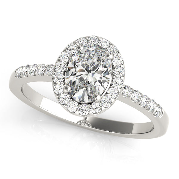 Oval Halo Knife Edge Pavé Engagement Ring - Elgrissy Diamonds