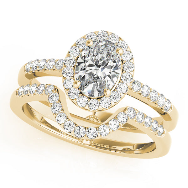 Oval Halo Knife Edge Pavé Engagement Ring - Elgrissy Diamonds