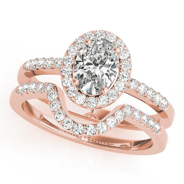 Oval Halo Knife Edge Pavé Engagement Ring - Elgrissy Diamonds