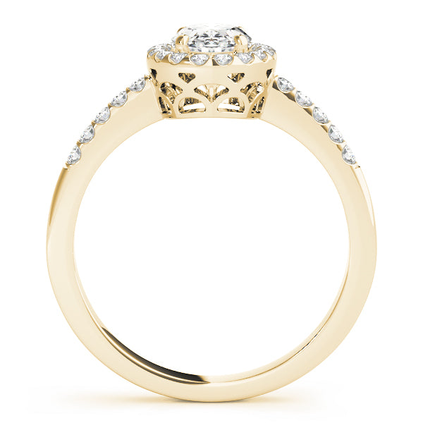 Oval Halo Knife Edge Pavé Engagement Ring - Elgrissy Diamonds