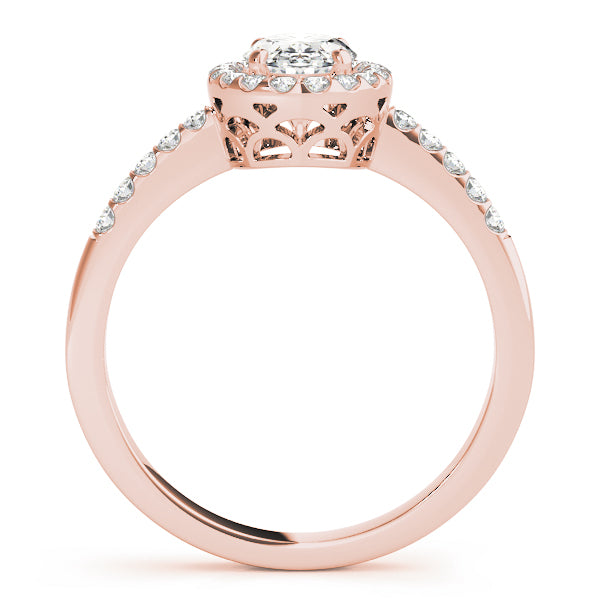 Oval Halo Knife Edge Pavé Engagement Ring - Elgrissy Diamonds