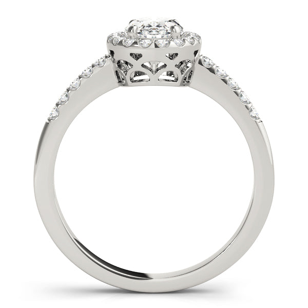 Oval Halo Knife Edge Pavé Engagement Ring - Elgrissy Diamonds