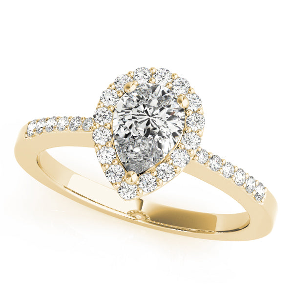 Pavé Tapered Halo Pear Shape Engagement Ring - Elgrissy Diamonds