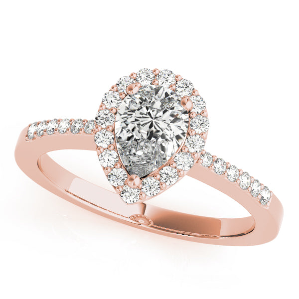 Pavé Tapered Halo Pear Shape Engagement Ring - Elgrissy Diamonds