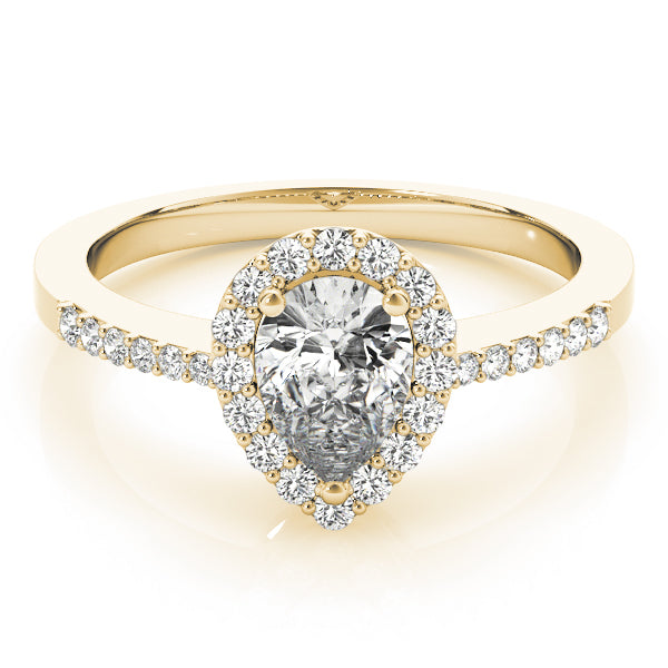 Pavé Tapered Halo Pear Shape Engagement Ring - Elgrissy Diamonds