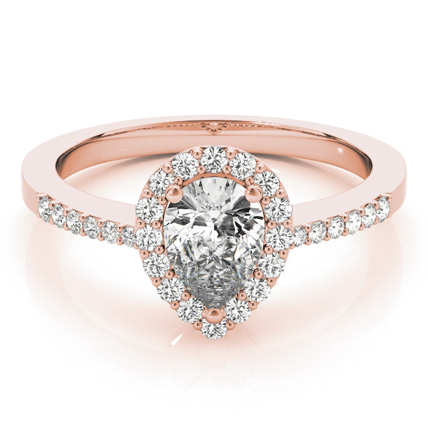 Pavé Tapered Halo Pear Shape Engagement Ring - Elgrissy Diamonds
