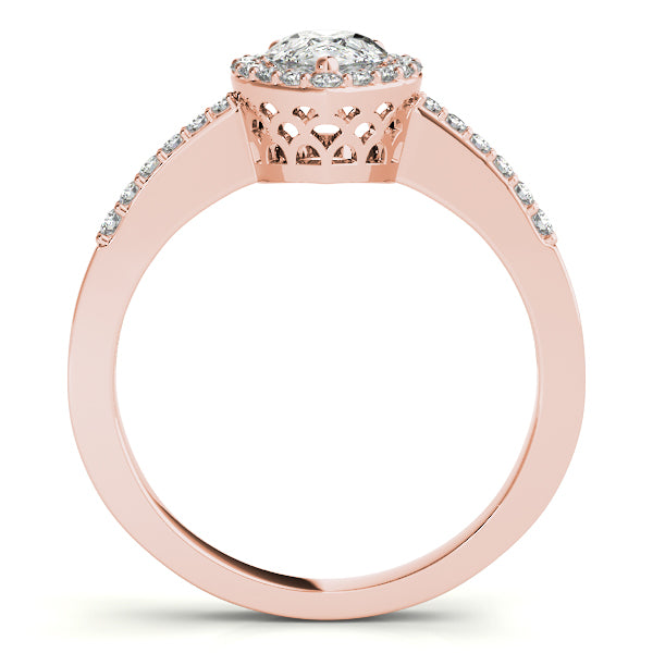 Pavé Tapered Halo Pear Shape Engagement Ring - Elgrissy Diamonds