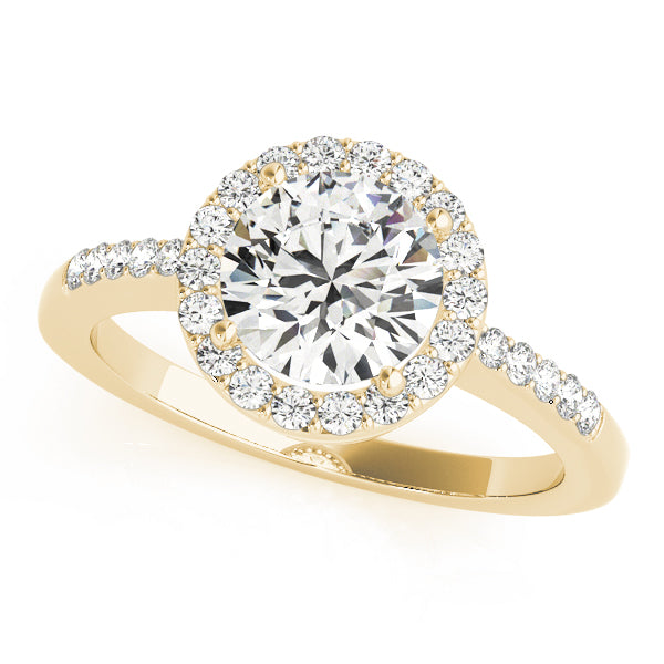 Halo Pavé Knife Edge Round Engagement Ring - Elgrissy Diamonds