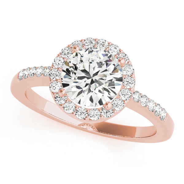 Halo Pavé Knife Edge Round Engagement Ring - Elgrissy Diamonds