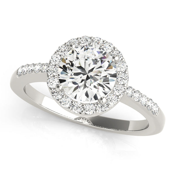 Halo Pavé Knife Edge Round Engagement Ring - Elgrissy Diamonds