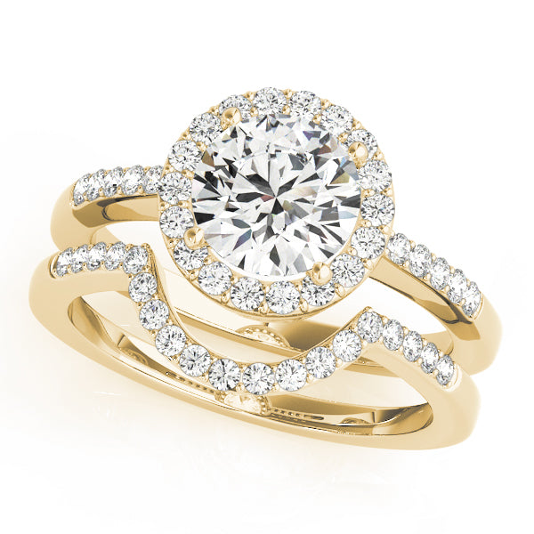 Halo Pavé Knife Edge Round Engagement Ring - Elgrissy Diamonds