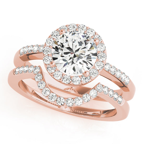 Halo Pavé Knife Edge Round Engagement Ring - Elgrissy Diamonds